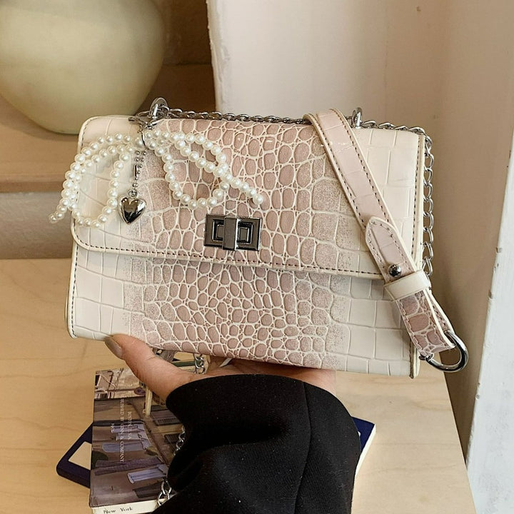 Damen elegante Kettenhandtasche mit strukturiertem Krokodil-Design Nord Taschen
