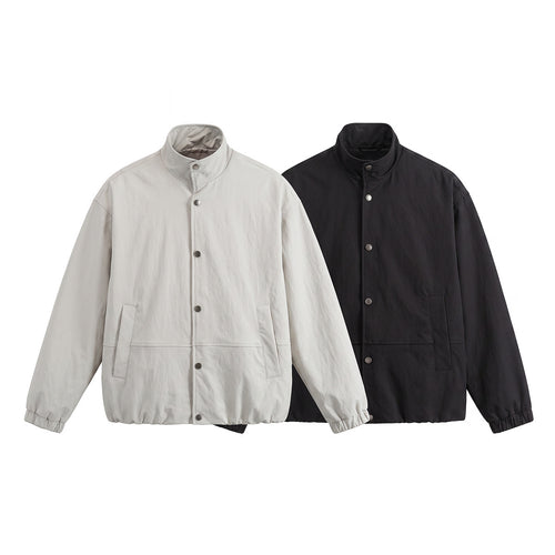 Herren Kurz geschnittener minimalistischer Boxy‑Blouson mit Stehkragen und Druckknopfblende Nord Taschen