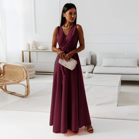 Damen Elegantes Wickelkleid mit verlängertem Saum Nord Taschen