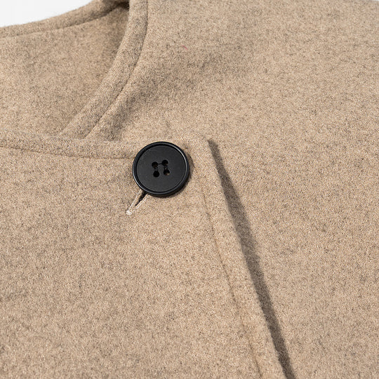 Damen Kurzer Boxy-Wollmix-Blazer mit asymmetrischer Knopfleiste Nord Taschen