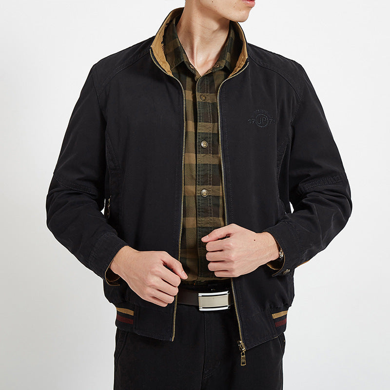 Herren leichte Canvas-Übergangsjacke mit gesteppter Schulterpasse und Reißverschluss Nord Taschen