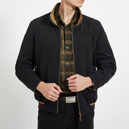 Herren leichte Canvas-Übergangsjacke mit gesteppter Schulterpasse und Reißverschluss Nord Taschen