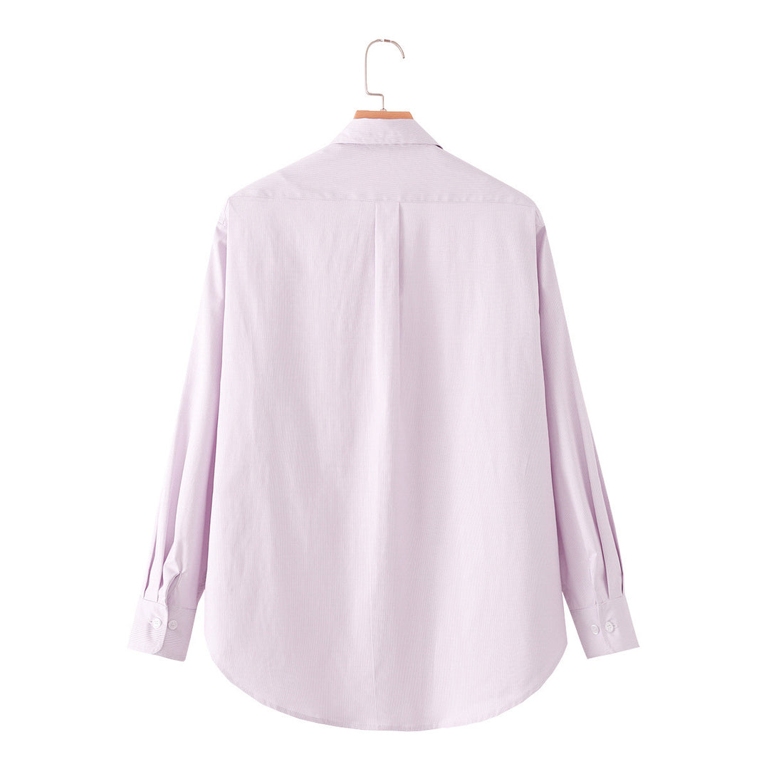 Damen Klassische Oversize-Hemdbluse mit verdeckter Knopfleiste und abgerundetem Saum Nord Taschen