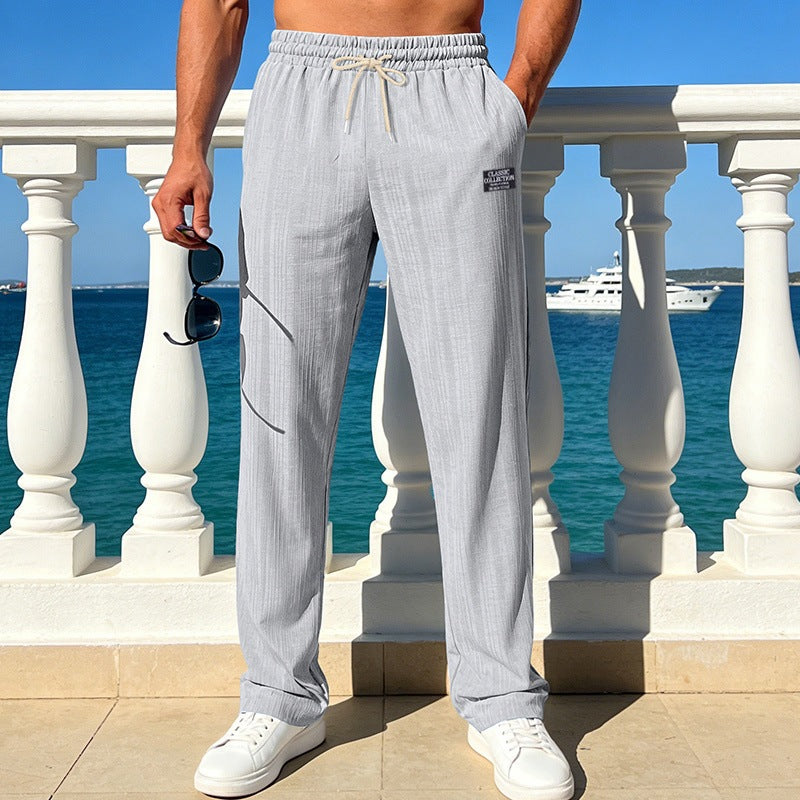 Herren Leichte Relax-Loungehose aus Strukturjersey mit Tunnelzug und geradem Bein Nord Taschen