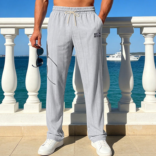 Herren Leichte Relax-Loungehose aus Strukturjersey mit Tunnelzug und geradem Bein Nord Taschen