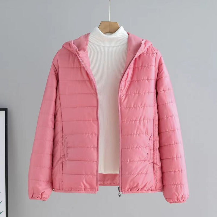 Damen gesteppte Übergangsjacke mit praktischen Taschen und Kapuze