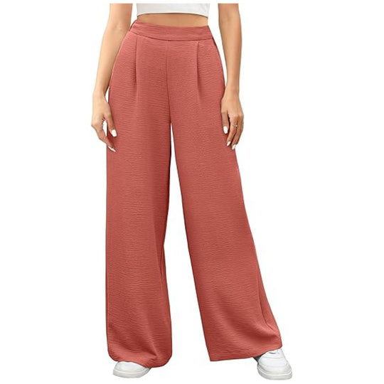 Damen hochtaillierte weite Palazzo-Hose mit Strukturstoff Nord Taschen