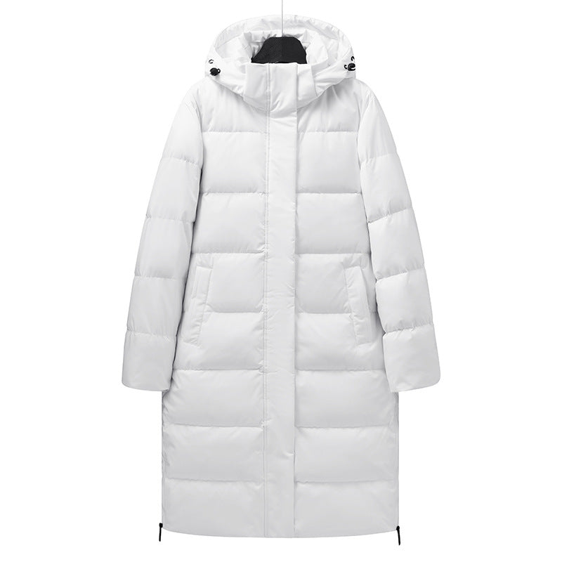 Damen Maxi-Langstreckender Thermo-Steppmantel mit 3D-Quilt und verstellbarer Kapuze Nord Taschen
