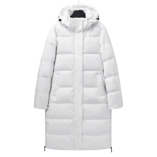 Damen Maxi-Langstreckender Thermo-Steppmantel mit 3D-Quilt und verstellbarer Kapuze Nord Taschen