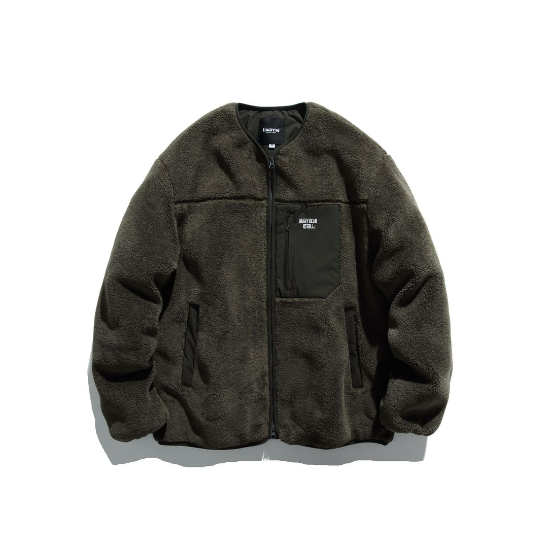 Unisex Kurz geschnittene Teddy‑Fleecejacke mit Nylon‑Brusttasche und durchgehendem Reißverschluss Nord Taschen