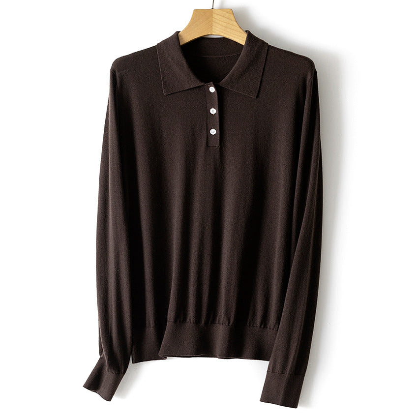 Damen Feinstrick-Polopullover mit Knopfleiste, leichtem Fall und Rippbündchen Nord Taschen