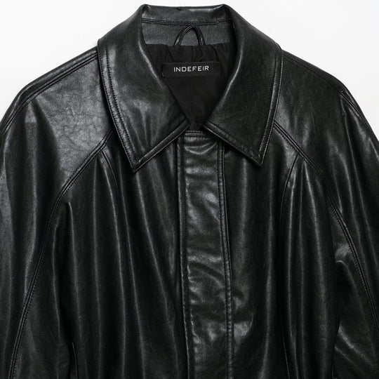 Damen Kurzjacke aus veganem Leder mit Taillen-Bindegürtel und überschnittener Raglanärmelkonstruktion Nord Taschen