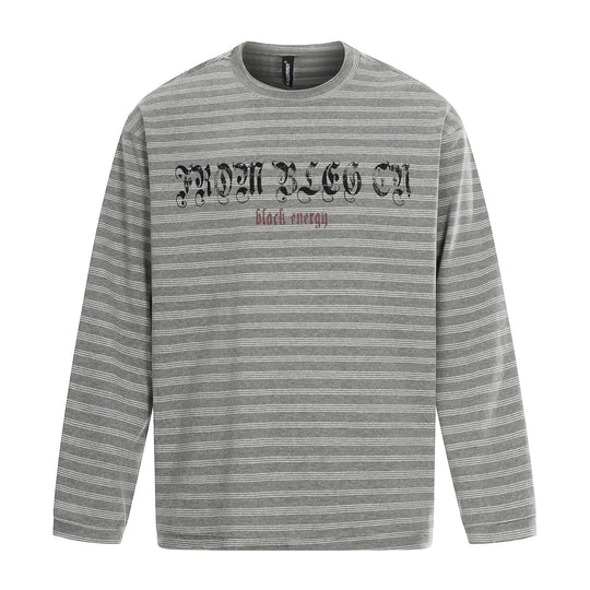 Herren Langärmeliges Streifen-Shirt mit Rundhalsausschnitt und Gothic-Print Nord Taschen