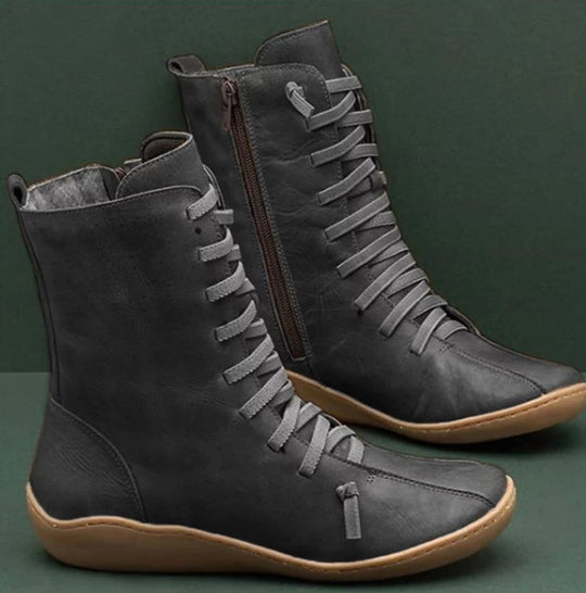 Damen nan knöchelhohe Schnür-Boots mit seitlichem Reißverschluss und stoßdämpfender Gummisohle Nord Taschen