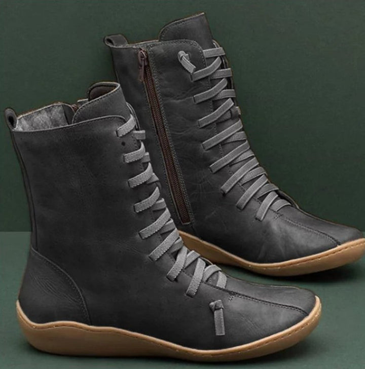 Damen nan knöchelhohe Schnür-Boots mit seitlichem Reißverschluss und stoßdämpfender Gummisohle Nord Taschen