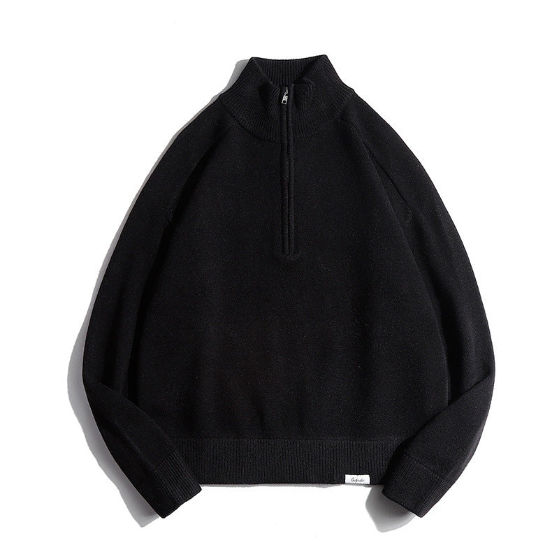 Herren Feinstrickpullover mit halbem Reißverschluss und Stehkragen Nord Taschen