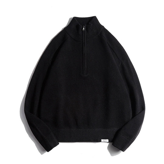 Herren Feinstrickpullover mit halbem Reißverschluss und Stehkragen Nord Taschen