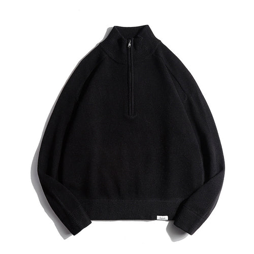 Herren Feinstrickpullover mit halbem Reißverschluss und Stehkragen Nord Taschen