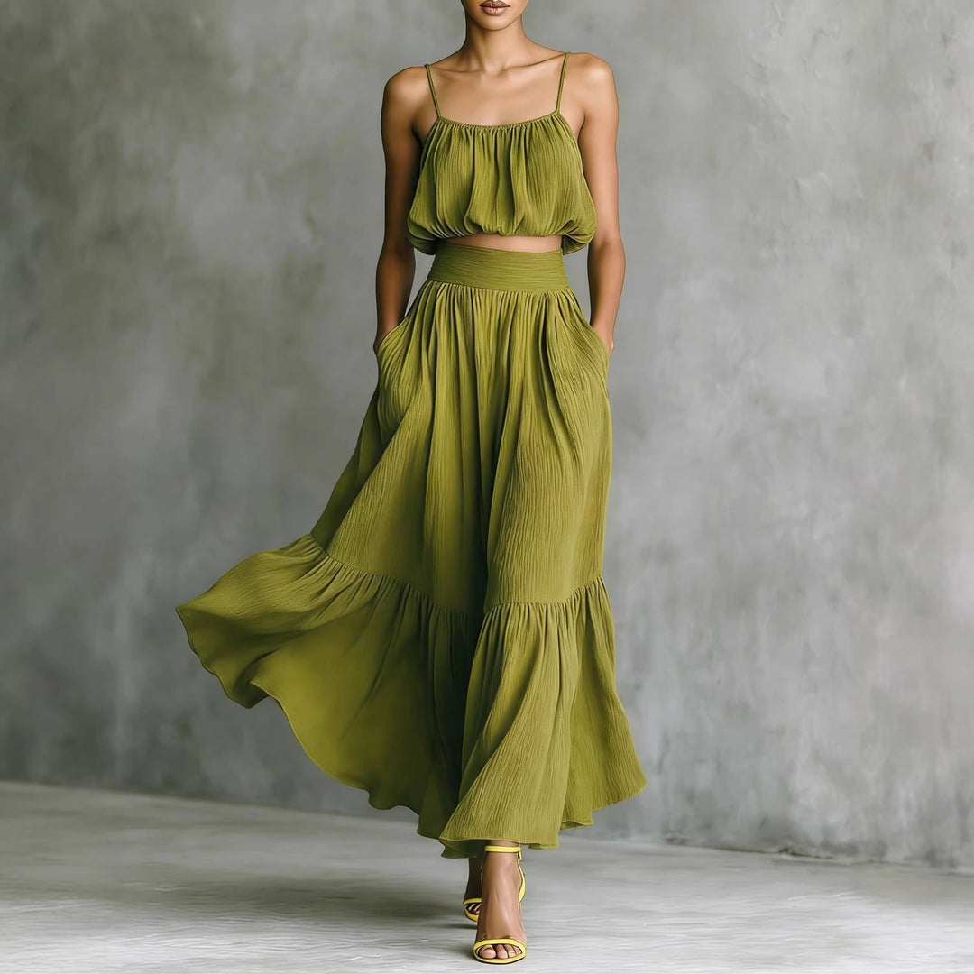 Damen Sommerliches Zweiteiler-Kleid mit fließendem Schnitt und praktischen Taschen