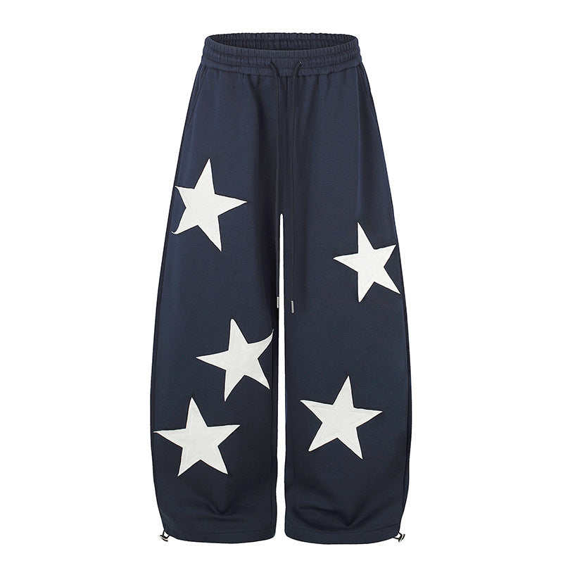 Damen weite Stern-Print Jogginghose mit Tunnelzug, Kordel und verstellbarem Saum Nord Taschen