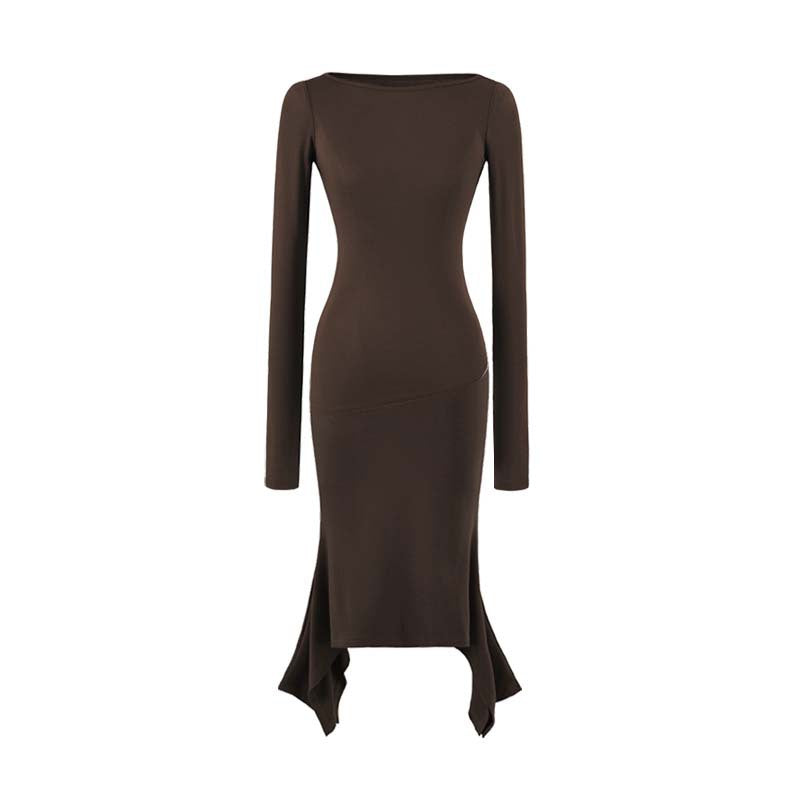 Damen Figurbetontes Midikleid mit asymmetrischem Zipfelsaum und Paneel-Design Nord Taschen
