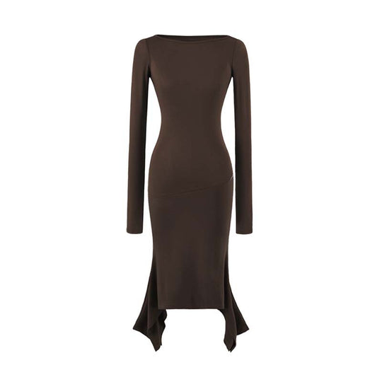 Damen Figurbetontes Midikleid mit asymmetrischem Zipfelsaum und Paneel-Design Nord Taschen