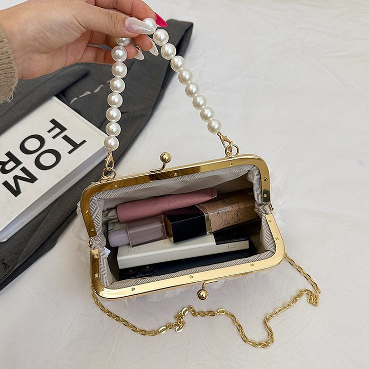 Damen Clutch-Tasche mit floralem Design und Perlenverzierung Nord Taschen
