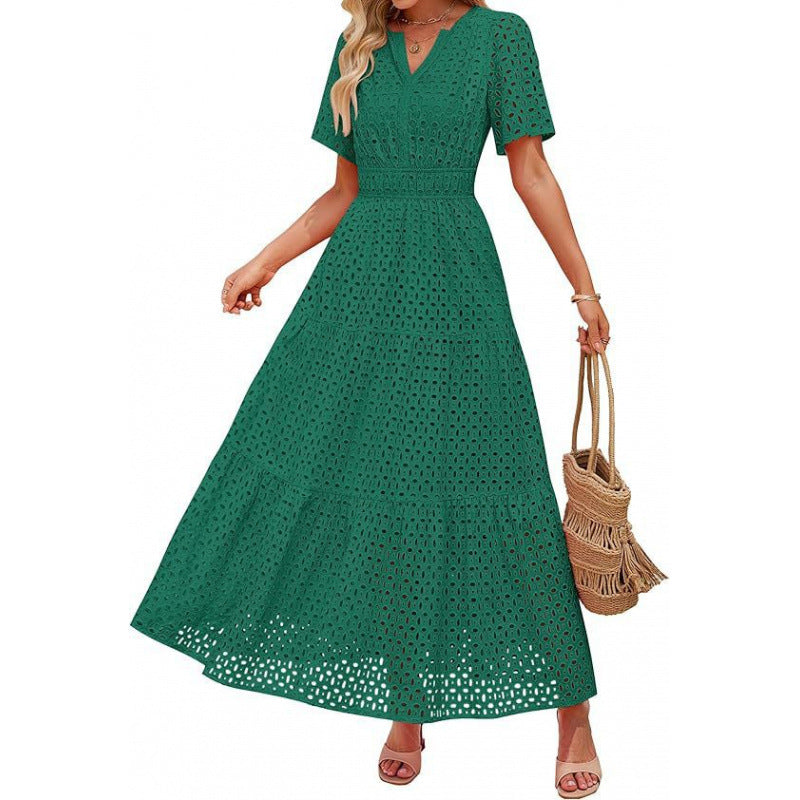 Damen Maxikleid mit gehäkeltem Muster