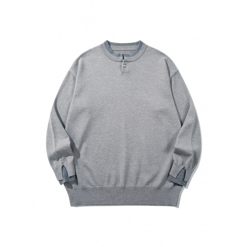 Unisex Oversize Feinstrickpullover mit Henley-Knopfleiste und Schlitzbündchen Nord Taschen