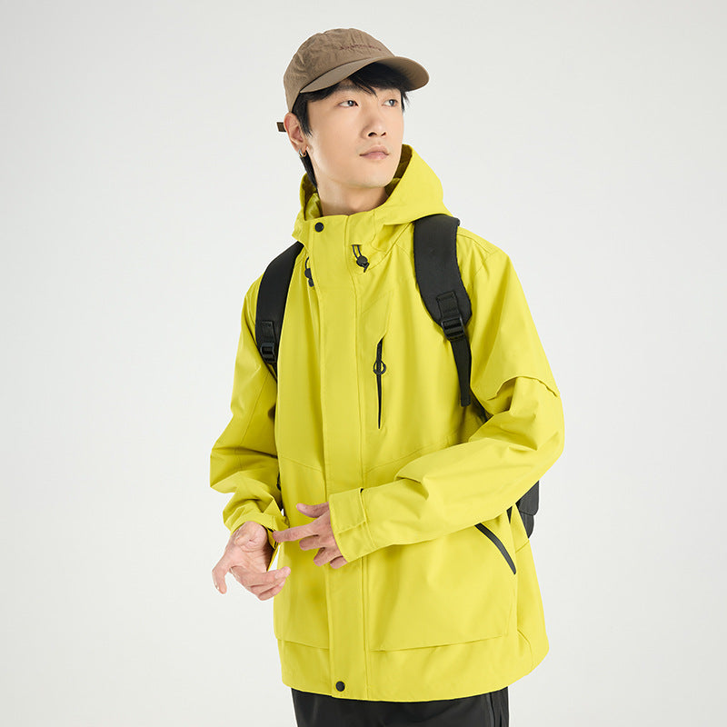 Herren Leichte atmungsaktive zweilagige Regen‑Softshelljacke mit verstellbarer Kapuze und Brusttasche Nord Taschen
