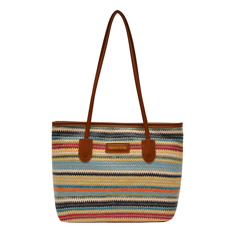 Damen Strandtasche aus hochwertigem Stroh mit eleganten Lederakzenten Nord Taschen