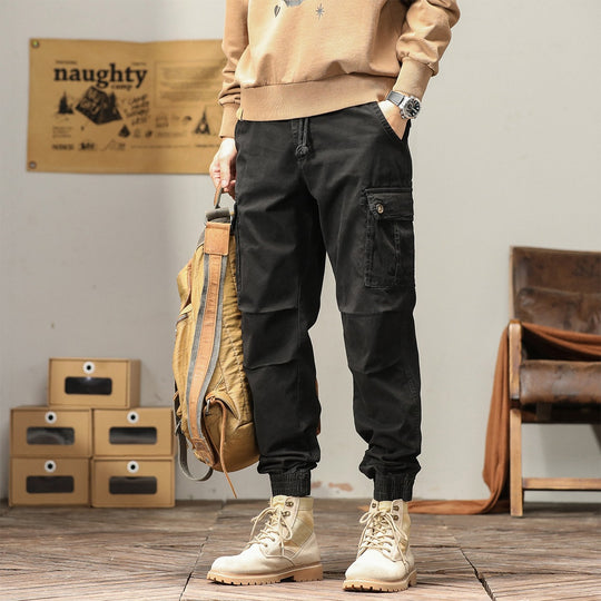 Herren Cargo-Joggerhose mit Kordelzug, Mehrfachtaschen & elastischen Bündchen Nord Taschen