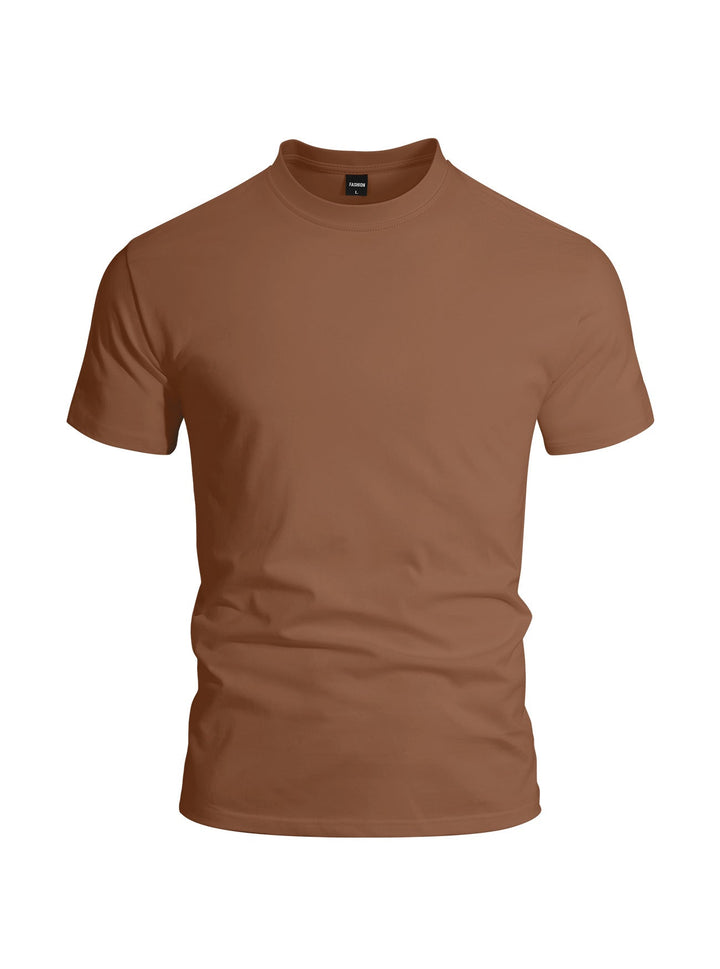 Herren nan eng anliegendes Rundhals-Basicshirt aus Singlejersey mit verstärktem Nackenband