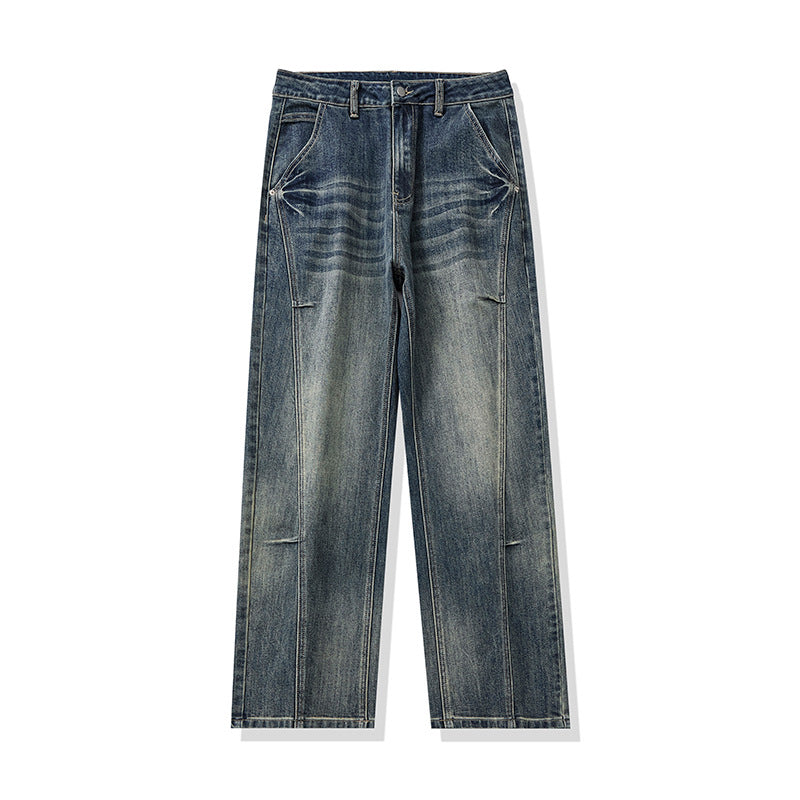 Herren Weite Baggy-Jeans mit markanten Teilungsnähten, hohem Komfortbund & Utility-Taschen Nord Taschen