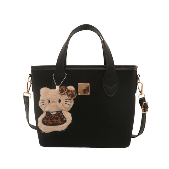 Damen trendige Mini-Tasche mit hochwertigem Krokodilmuster und abnehmbarem Kuscheltier Anhänger Nord Taschen