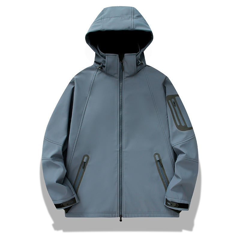 Herren wasserabweisende Softshelljacke mit Kapuze, verschweißten Reißverschlüssen und Fleecefutter Nord Taschen