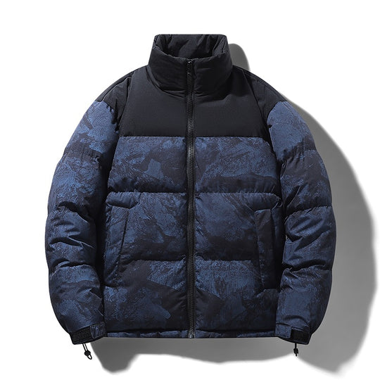 Herren Wattierte Steppjacke mit Camouflage‑Print, hohem Stehkragen & verstellbarem Saum Nord Taschen