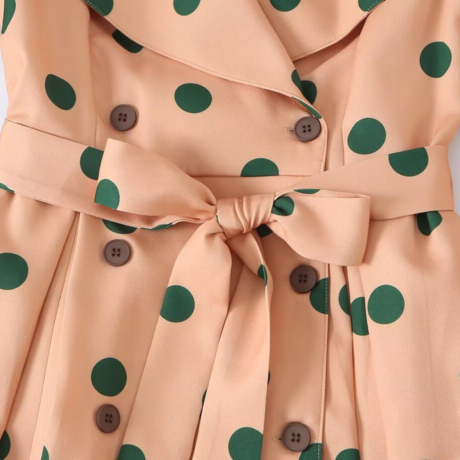 Damen Trenchcoat-Midikleid mit Taillengürtel, Doppelreihe und Puffärmeln Nord Taschen