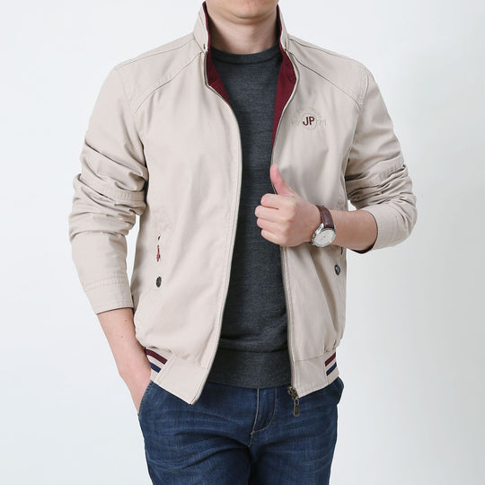 Herren Übergangs-Fieldjacke aus gewachstem Canvas mit Stehkragen und verdecktem Reißverschluss Nord Taschen