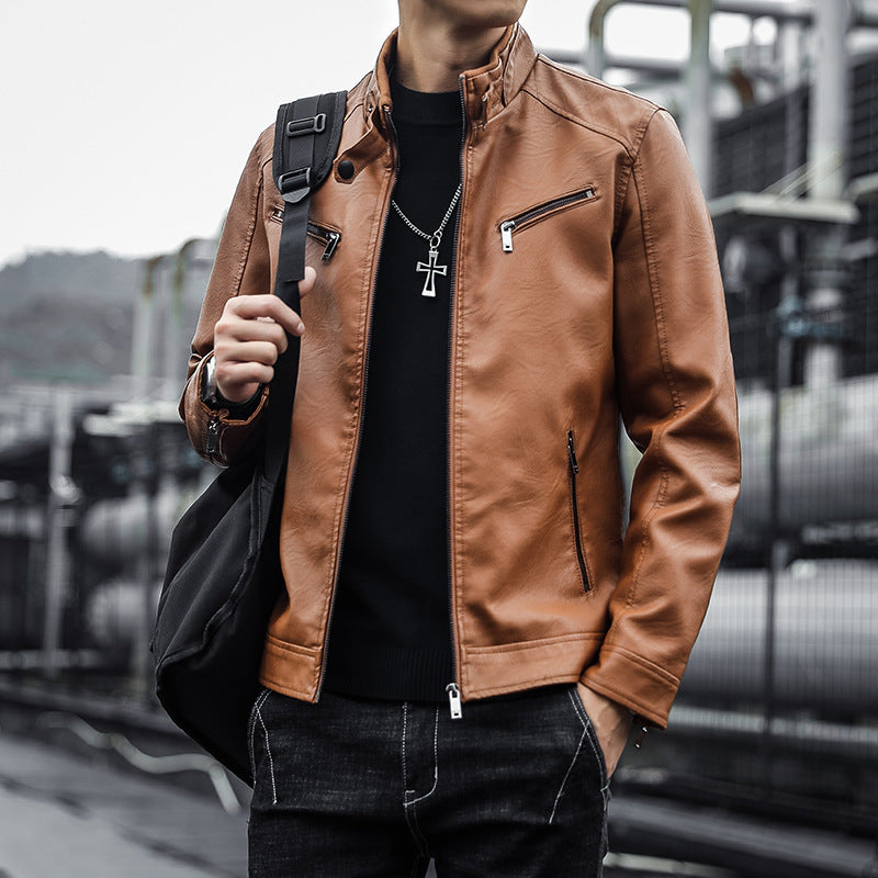 Herren Stilvolle Kunstlederjacke Nord Taschen