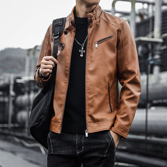 Herren Stilvolle Kunstlederjacke Nord Taschen
