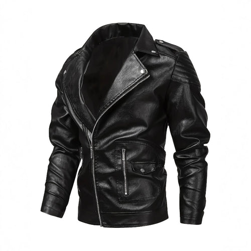 Herren Bikerjacke aus Lederimitat mit asymmetrischem Reißverschluss und gepolsterten Schultereinsätzen Nord Taschen