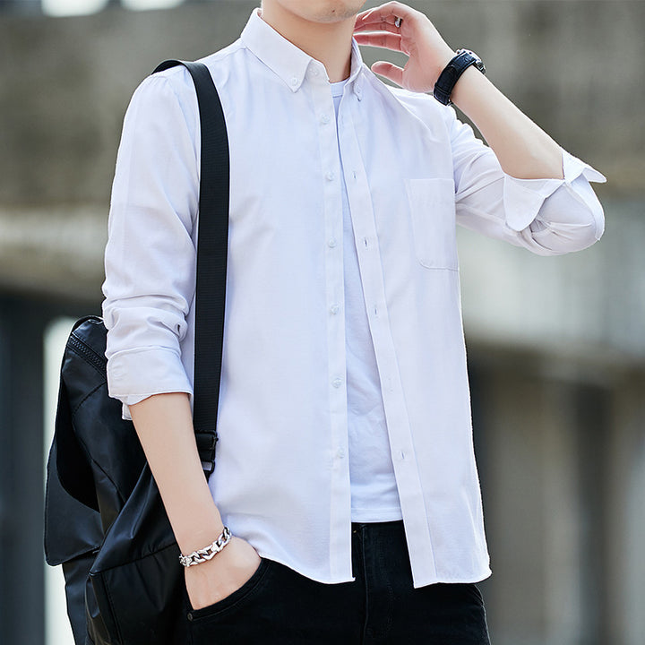 Herren langärmeliges Button-Down-Hemd mit Brusttasche und schlanker Freizeitpassform Nord Taschen