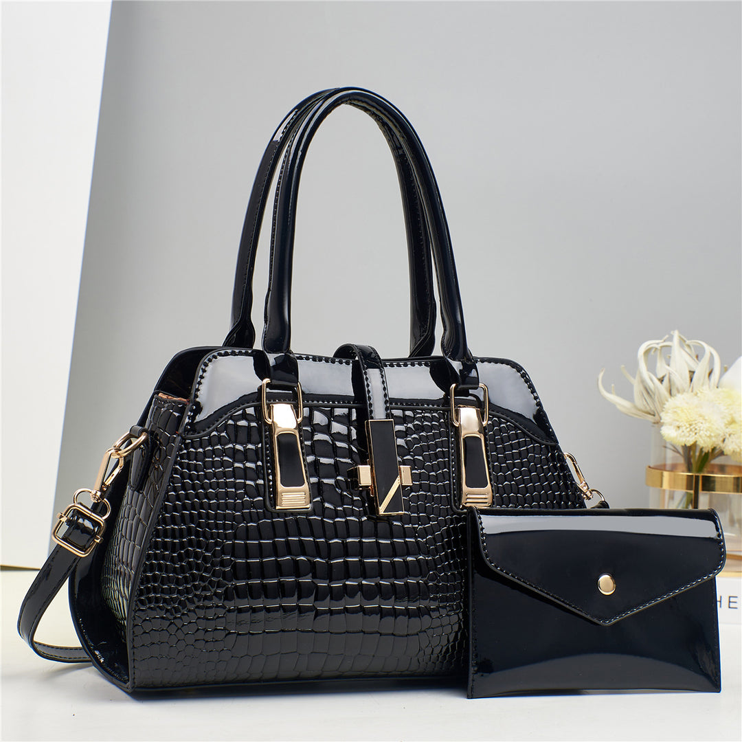 Damen Handtasche mit elegantem Kroko-Look und abnehmbarer Clutch Nord Taschen