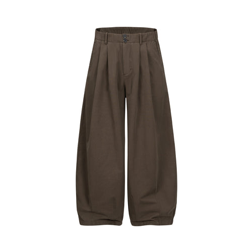 Damen Weite Culotte-Hose mit hoher Taille, Bundfalten und elastischem Knöchelabschluss Nord Taschen
