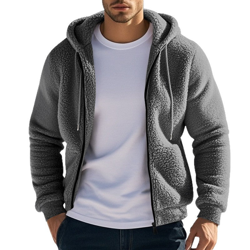 Herren Teddy-Fleece-Kapuzenjacke mit durchgehendem Reißverschluss und Kängurutaschen Nord Taschen