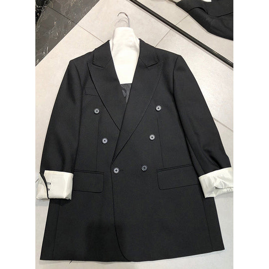 Damen Doppelreiher Wollblazer Nord Taschen