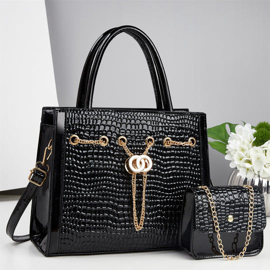 Damen Handtaschen-Set mit elegantem Krokodilleder-Look und abnehmbarer Mini-Clutch Nord Taschen