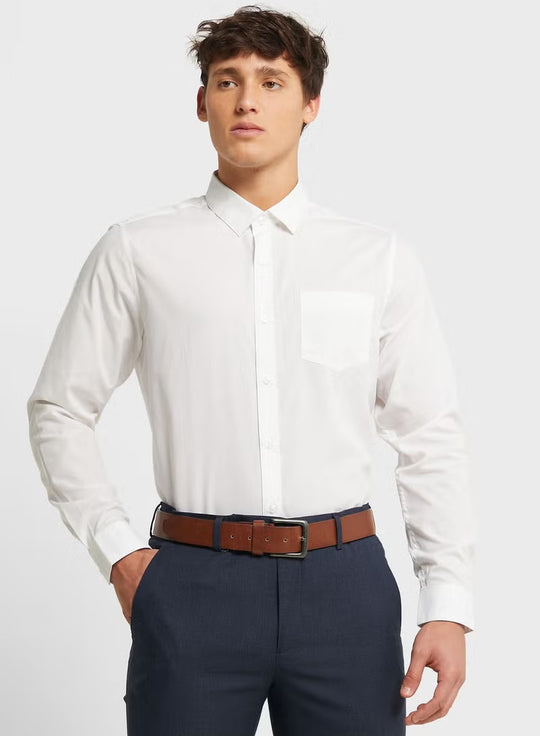 Herren Klassisches Langarmhemd Nord Taschen