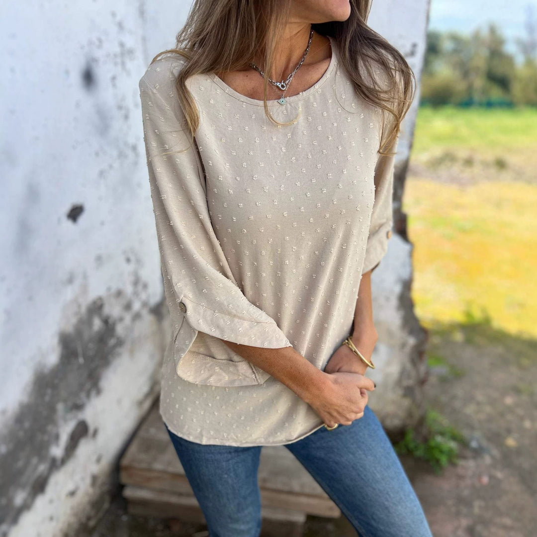 Damen Bluse mit Strukturpunktmuster und dreiviertel Ärmel Nord Taschen